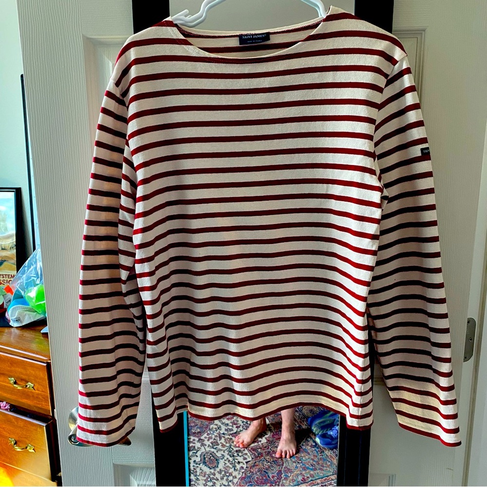 Sz M (size 38) French Connection Red and White Striped Top